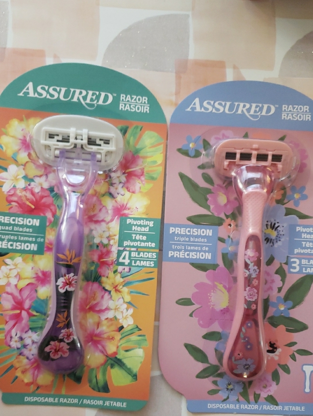 Assured Floral Disposable Razors - Purple & Pink (2 Pack)